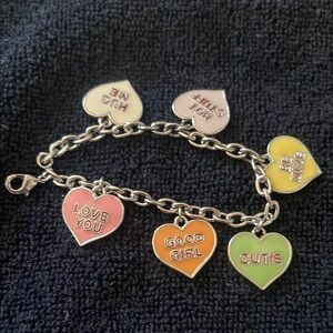 Heart Charm Bracelet with Colorful Messages